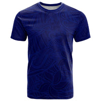 Blue Polynesia T Shirt Polynesian Pattern Mix Plumeria LT14 Blue - Polynesian Pride