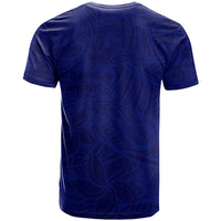 Blue Polynesia T Shirt Polynesian Pattern Mix Plumeria LT14 - Polynesian Pride
