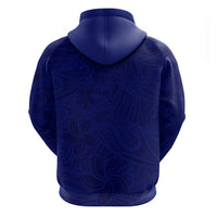 Blue Polynesia Zip Hoodie Polynesian Pattern Mix Plumeria