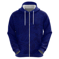 Blue Polynesia Zip Hoodie Polynesian Pattern Mix Plumeria