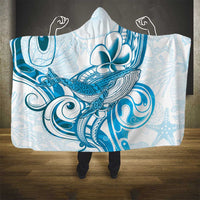 Blue Hawaii Humpback Whale Hooded Blanket Polynesian Tribal Ocean Vibes