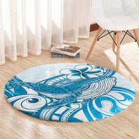 Blue Hawaii Humpback Whale Round Carpet Polynesian Tribal Ocean Vibes