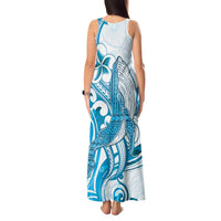 Blue Hawaii Humpback Whale Tank Maxi Dress Polynesian Tribal Ocean Vibes