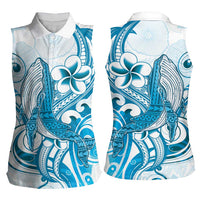 Blue Hawaii Humpback Whale Women Sleeveless Polo Shirt Polynesian Tribal Ocean Vibes LT14 - Polynesian Pride