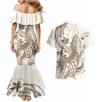 Brown Hawaii Humpback Whale Couples Matching Mermaid Dress and Hawaiian Shirt Polynesian Tribal Ocean Vibes LT14 - Polynesian Pride