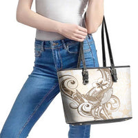 Brown Hawaii Humpback Whale Leather Tote Bag Polynesian Tribal Ocean Vibes