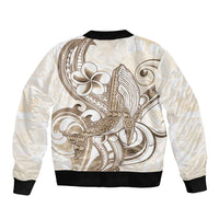 Brown Hawaii Humpback Whale Sleeve Zip Bomber Jacket Polynesian Tribal Ocean Vibes