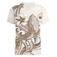 Brown Hawaii Humpback Whale Women V-Neck T-Shirt Polynesian Tribal Ocean Vibes LT14 - Polynesian Pride