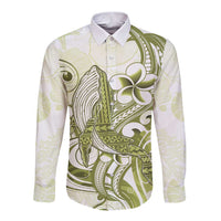 Lime Green Hawaii Long Sleeve Button Shirt Humpback Whale Tattoo Polynesian Tribal Ocean Vibes