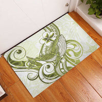 Lime Green Hawaii Rubber Doormat Humpback Whale Tattoo Polynesian Tribal Ocean Vibes