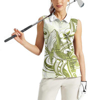 Lime Green Hawaii Women Sleeveless Polo Shirt Humpback Whale Tattoo Polynesian Tribal Ocean Vibes LT14 - Polynesian Pride