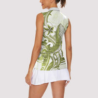 Lime Green Hawaii Women Sleeveless Polo Shirt Humpback Whale Tattoo Polynesian Tribal Ocean Vibes LT14 - Polynesian Pride