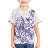 Purple Hawaii Kid Hawaiian Shirt Humpback Whale Tattoo Polynesian Tribal Ocean Vibes LT14 Kid Purple - Polynesian Pride