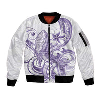 Purple Hawaii Sleeve Zip Bomber Jacket Humpback Whale Tattoo Polynesian Tribal Ocean Vibes