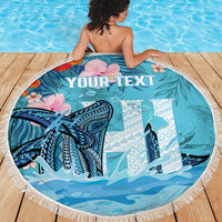 Personalised Hawaii Beach Blanket Humpback Whale Tattoo With Tropical Flowers