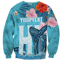 Personalised Hawaii Sweatshirt Humpback Whale Tattoo With Tropical Flowers