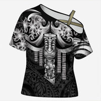 Tiki Drum Hawaii Cross Shoulder Shirt Hawaiian Kakau Tattoo Style