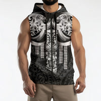 Tiki Drum Hawaii Sleeveless Zip Hoodie Hawaiian Kakau Tattoo Style