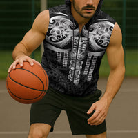 Tiki Drum Hawaii Sleeveless Zip Hoodie Hawaiian Kakau Tattoo Style