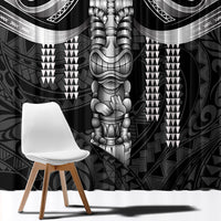 Tiki Drum Hawaii Window Curtain Hawaiian Kakau Tattoo Style