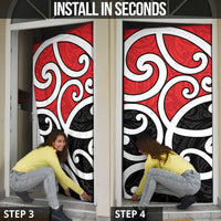 New Zealand Door Cover Maori Koru Tino Rangatiratanga Color - Polynesian Pride