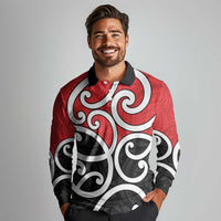 New Zealand Long Sleeve Polo Shirt Maori Koru Tino Rangatiratanga Color - Polynesian Pride