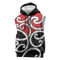 New Zealand Sleeveless Zip Hoodie Maori Koru Tino Rangatiratanga Color LT14 Red - Polynesian Pride