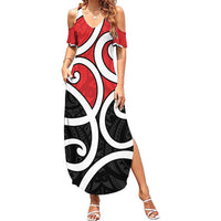 New Zealand Summer Maxi Dress Maori Koru Tino Rangatiratanga Color - Polynesian Pride