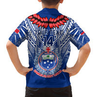 Custom Samoa Rugby Family Matching Off Shoulder Long Sleeve Dress and Hawaiian Shirt 2023 Go Manu Samoa With Ula Fala Style LT14 - Polynesian Pride
