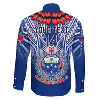 Custom Samoa Rugby Family Matching Off Shoulder Long Sleeve Dress and Hawaiian Shirt 2023 Go Manu Samoa With Ula Fala Style LT14 - Polynesian Pride