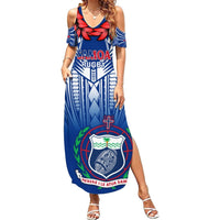 Custom Samoa Rugby Summer Maxi Dress 2023 Go Manu Samoa With Ula Fala Style LT14 Women Blue - Polynesian Pride