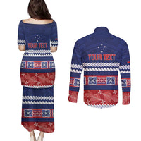 Personalised FAST Samoa Siapo Couples Matching Puletasi and Long Sleeve Button Shirt Teuila Flowers Samoan Pattern LT14 - Polynesian Pride