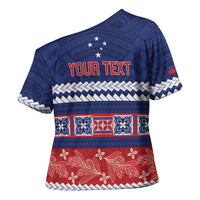 Personalised FAST Samoa Siapo Cross Shoulder Shirt Teuila Flowers Samoan Pattern LT14 - Polynesian Pride