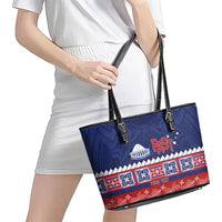Personalised FAST Samoa Siapo Leather Tote Bag Teuila Flowers Samoan Pattern LT14 - Polynesian Pride