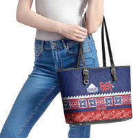 Personalised FAST Samoa Siapo Leather Tote Bag Teuila Flowers Samoan Pattern LT14 - Polynesian Pride