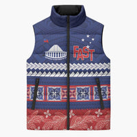 Personalised FAST Samoa Siapo Sleeveless Puffer Jacket Teuila Flowers Samoan Pattern - Polynesian Pride