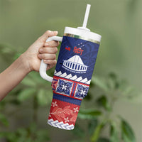 Personalised FAST Samoa Siapo Tumbler With Handle Teuila Flowers Samoan Pattern LT14 - Polynesian Pride