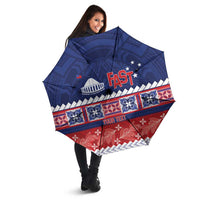 Personalised FAST Samoa Siapo Umbrella Teuila Flowers Samoan Pattern - Polynesian Pride