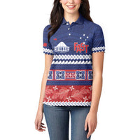 Personalised FAST Samoa Siapo Women Polo Shirt Teuila Flowers Samoan Pattern - Polynesian Pride