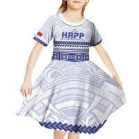 Personalised HRPP Samoa Siapo Kid Short Sleeve Dress Teuila Flowers Samoan Pattern - Polynesian Pride