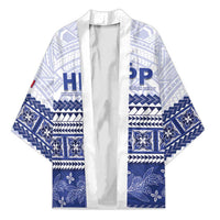 Personalised HRPP Samoa Siapo Kimono Teuila Flowers Samoan Pattern LT14 Unisex White - Polynesian Pride