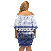 Personalised HRPP Samoa Siapo Off Shoulder Short Dress Teuila Flowers Samoan Pattern LT14 - Polynesian Pride