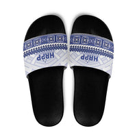 HRPP Samoa Siapo Slide Sandals Teuila Flowers Samoan Pattern LT14 White - Polynesian Pride