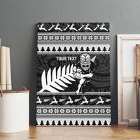 New Zealand Christmas Rugby Personalised Canvas Wall Art Meri Kirihimete All Black Maori - Polynesian Pride