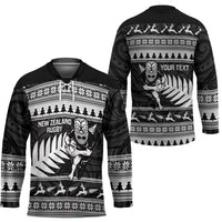 New Zealand Christmas Rugby Personalised Hockey Jersey Meri Kirihimete All Black Maori - Polynesian Pride