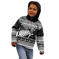 New Zealand Christmas Rugby Personalised Kid Hoodie Meri Kirihimete All Black Maori - Polynesian Pride