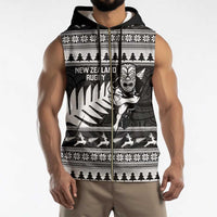 New Zealand Christmas Rugby Personalised Sleeveless Zip Hoodie Meri Kirihimete All Black Maori LT14 - Polynesian Pride