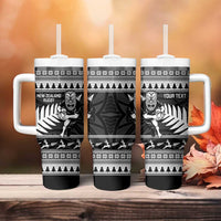 New Zealand Christmas Rugby Personalised Tumbler With Handle Meri Kirihimete All Black Maori - Polynesian Pride