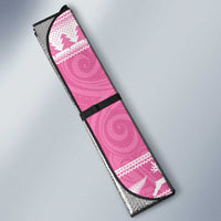 New Zealand Christmas Rugby Personalised Auto Sun Shade Meri Kirihimete All Black Maori Pink Version - Polynesian Pride