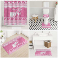 New Zealand Christmas Rugby Personalised Bathroom Set Meri Kirihimete All Black Maori Pink Version - Polynesian Pride